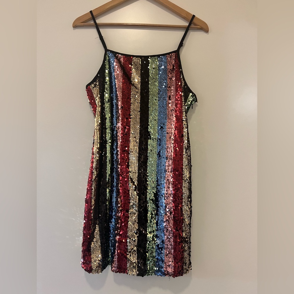 F21 Rainbow Sequin Mini Dress